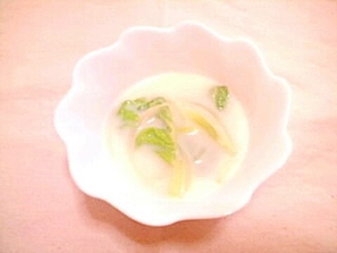 白菜と玉葱の豆乳スープ